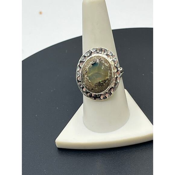 Sterling Silver Bezel Set Cabochon Boulder Opal Ring Size 8.75 - Picture 4 of 11
